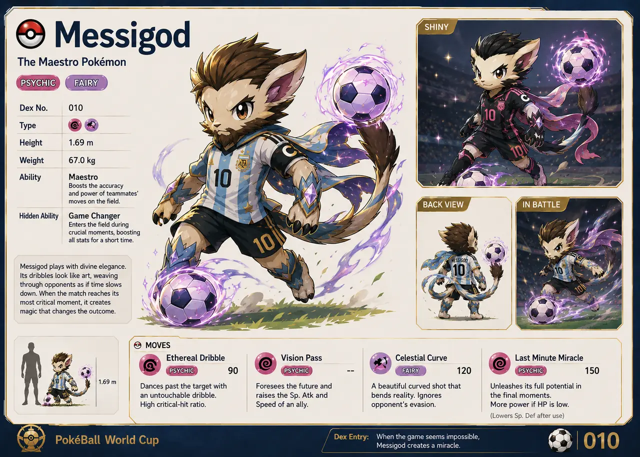 Messigod Pokédex card